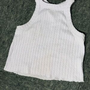 White Sleeveless Knit Top